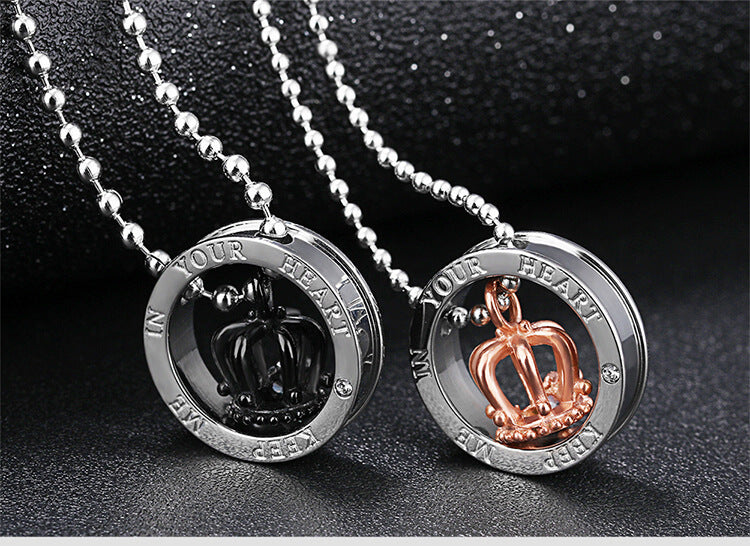 Black and Rose Gold Crown Necklaces