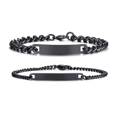 Black Couple Custom Bracelets Engraved