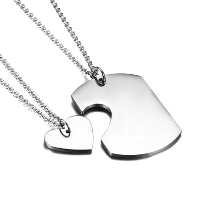 Matching Heart Necklace Set for Woman and Man