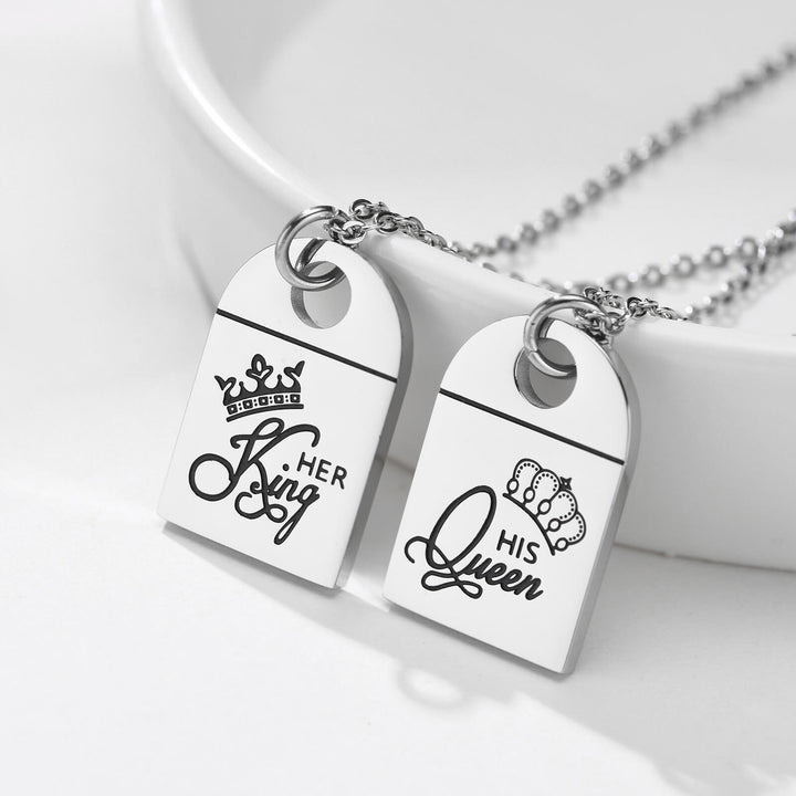 Her King & His Queen Couple Crown Necklaces