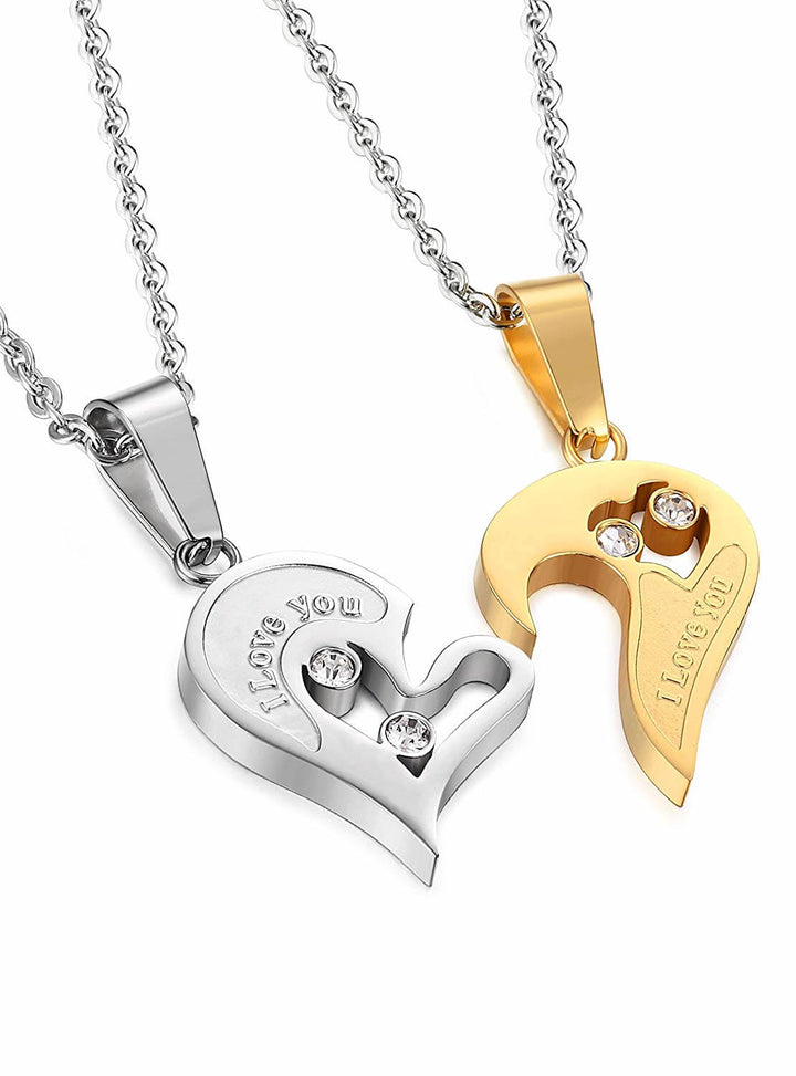"I Love You" Puzzle Heart Necklaces for Couples