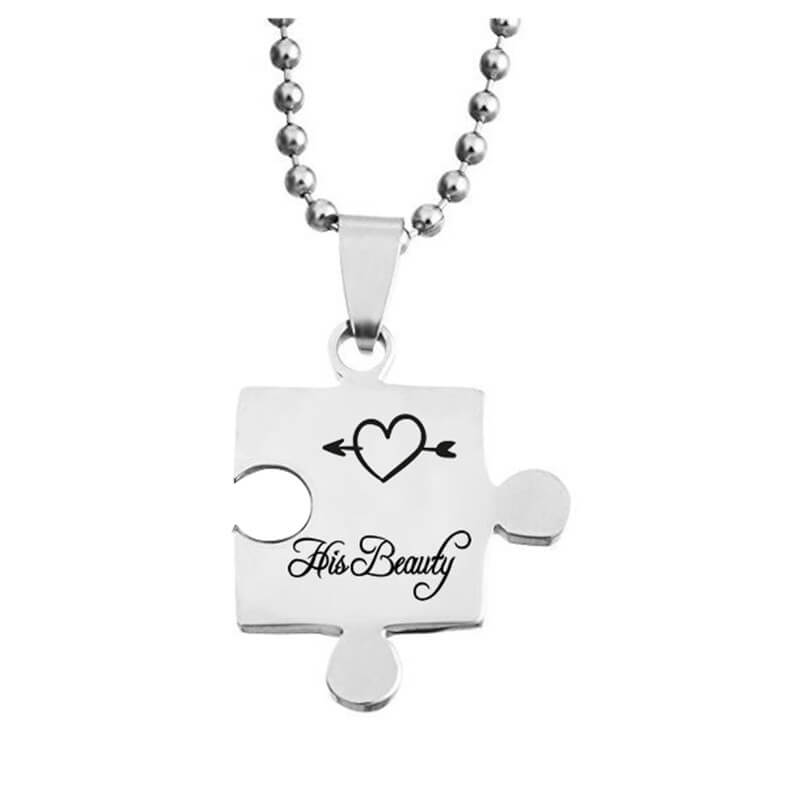 Her Beast His Beauty Puzzle Necklace