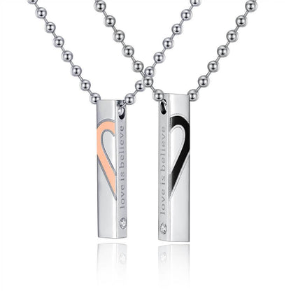 Her King His Queen Puzzle Heart Couple Necklaces