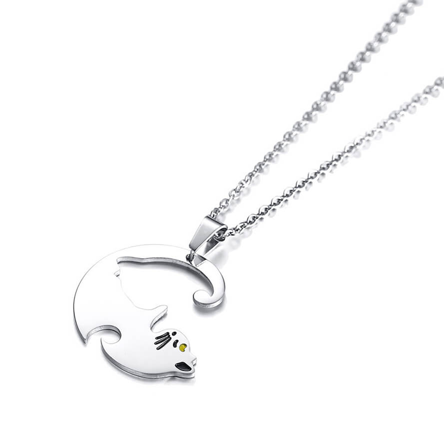Cute Cat Matching Love Necklace