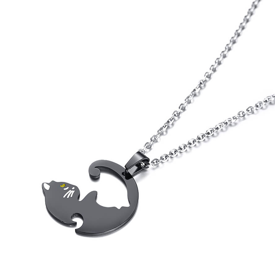 Cute Cat Matching Love Necklace