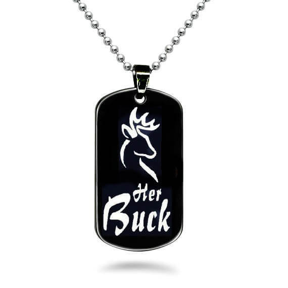 Her Buck & His Doe Couple Dog Tag Necklaces