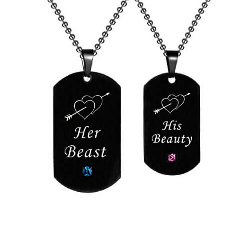 Couple His Beauty Her Beast Necklace