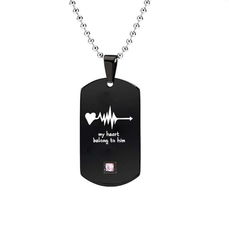 Black Couple Heartbeat Necklaces