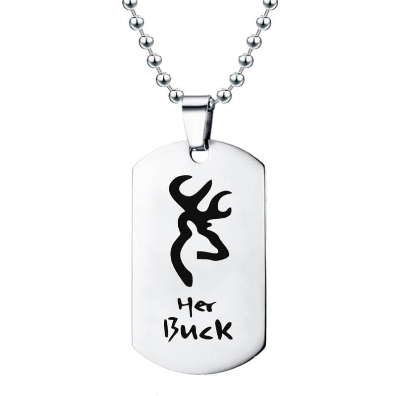 Her Buck & His Doe Couple Tag Necklaces