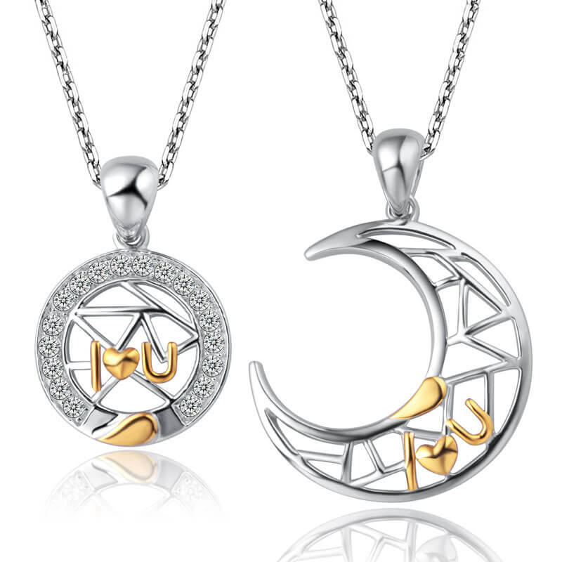 Sun and Moon Puzzle Necklaces for Couple