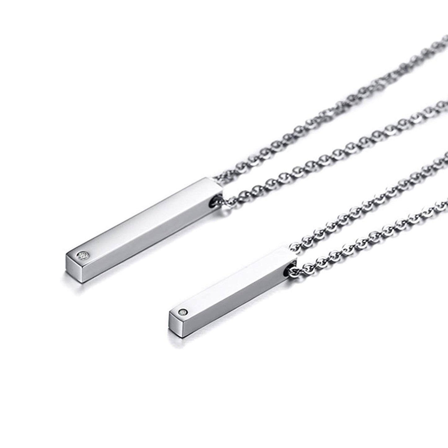 Engraved Couple Bar Necklaces
