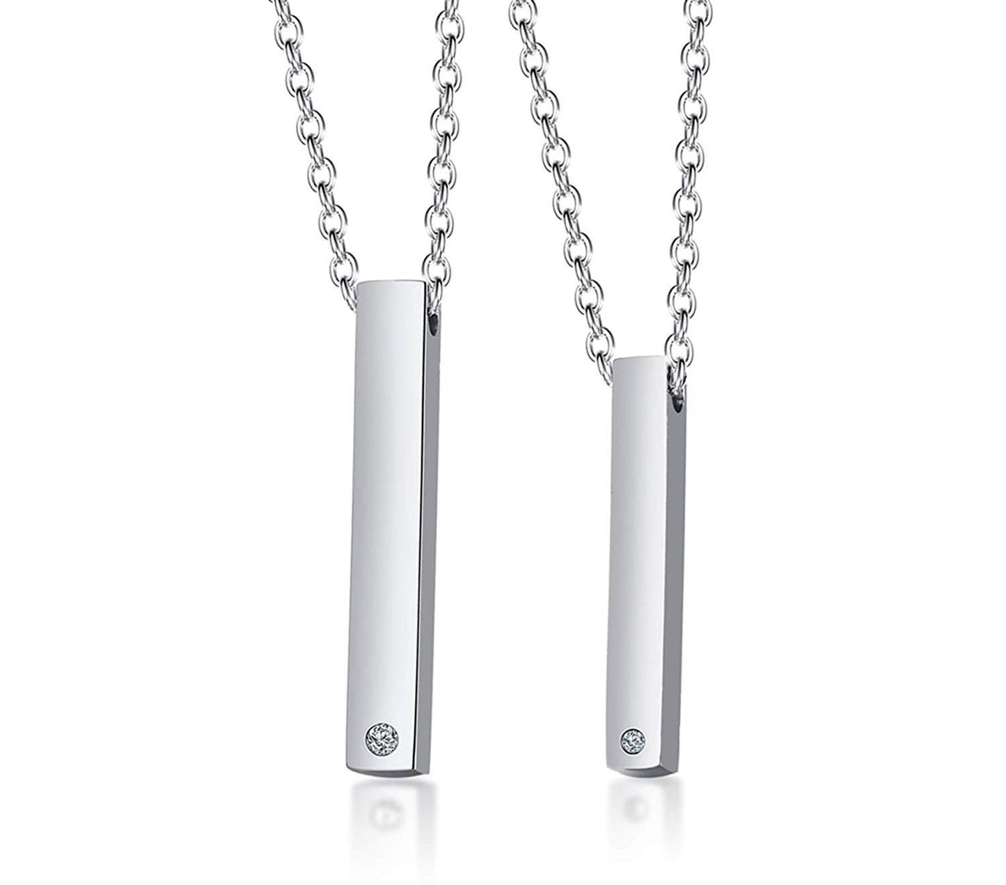 Engraved Couple Bar Necklaces