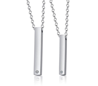 Engraved Couple Bar Necklaces