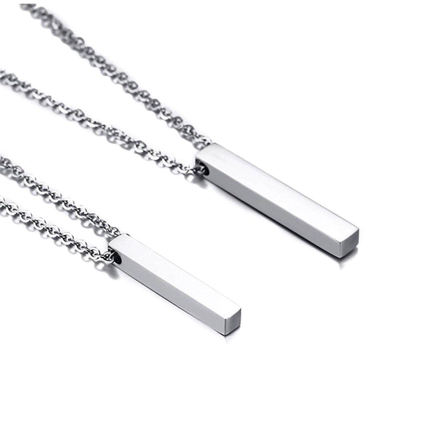 Engraved Couple Bar Necklaces