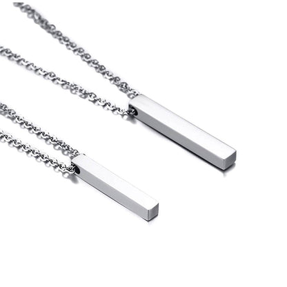 Engraved Couple Bar Necklaces