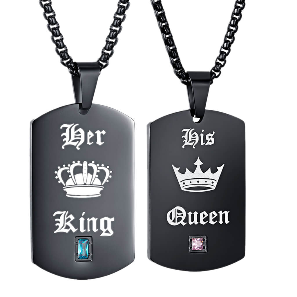 Her King His Queen Necklaces Engraved