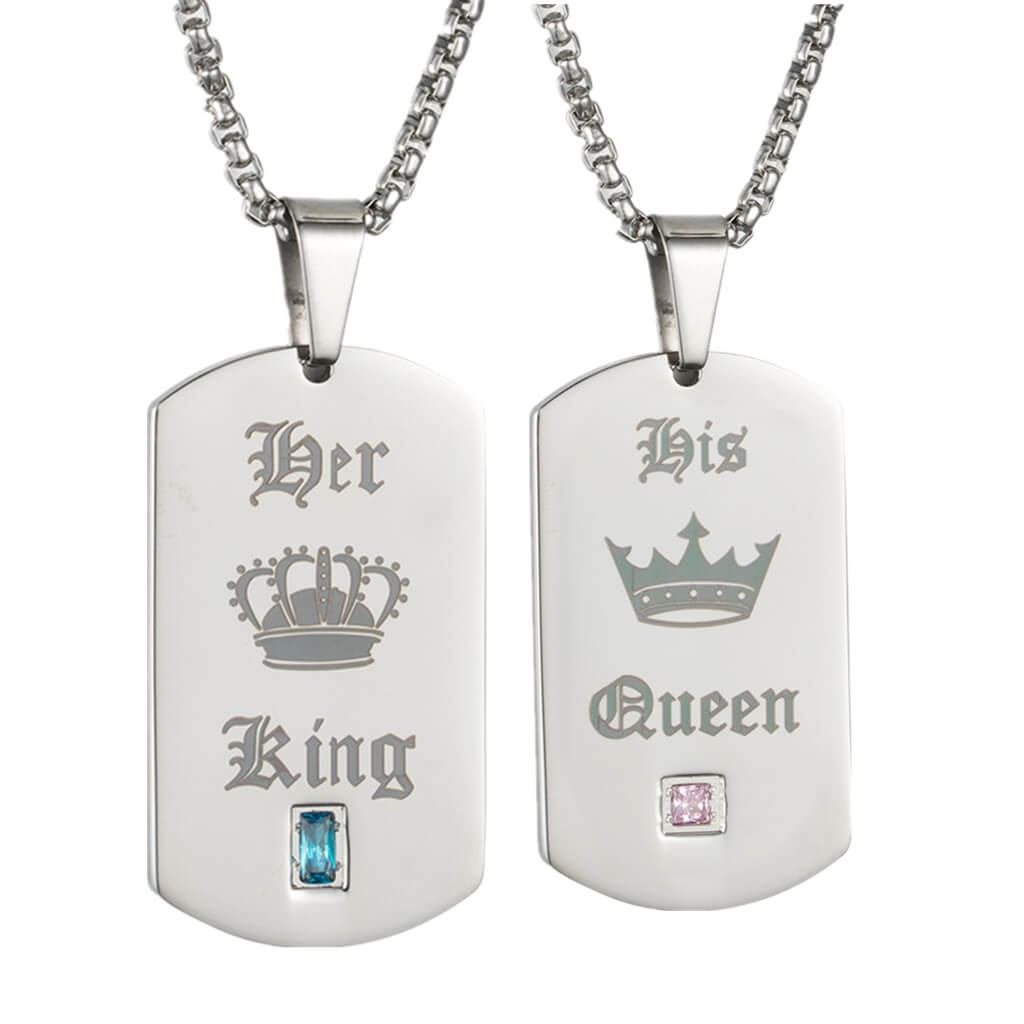 Her King His Queen Necklaces Engraved