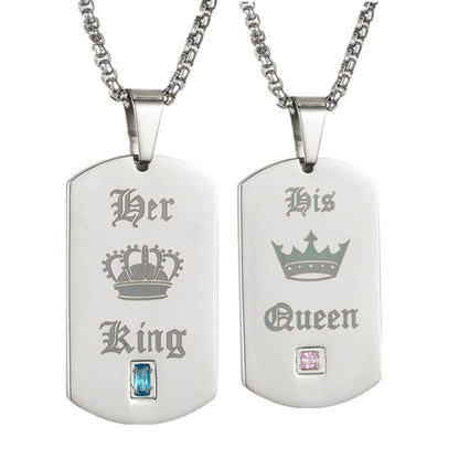 Her King His Queen Necklaces Engraved