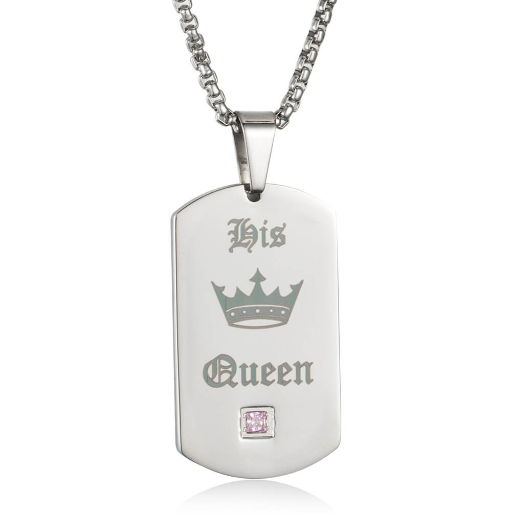 Her King His Queen Necklaces Engraved