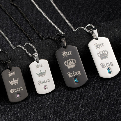 Her King His Queen Necklaces Engraved