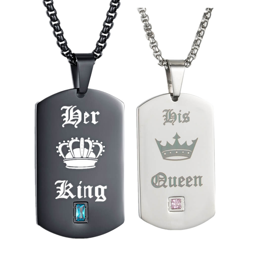 Her King His Queen Necklaces Engraved