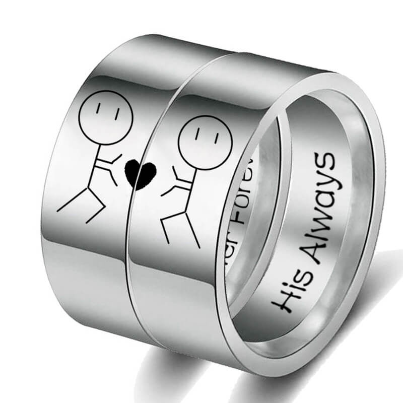 Her Forever His Always Couple Rings Abstract Cartoon