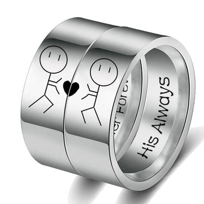 Her Forever His Always Couple Rings Abstract Cartoon