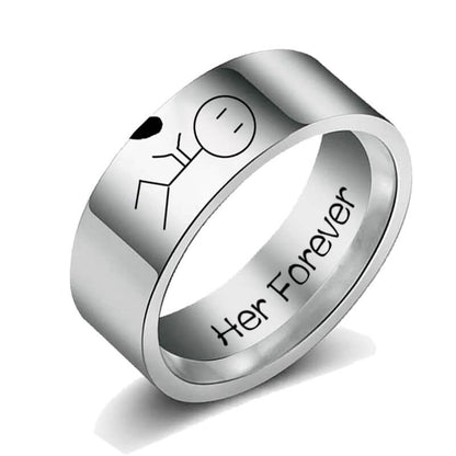 Her Forever His Always Couple Rings Abstract Cartoon