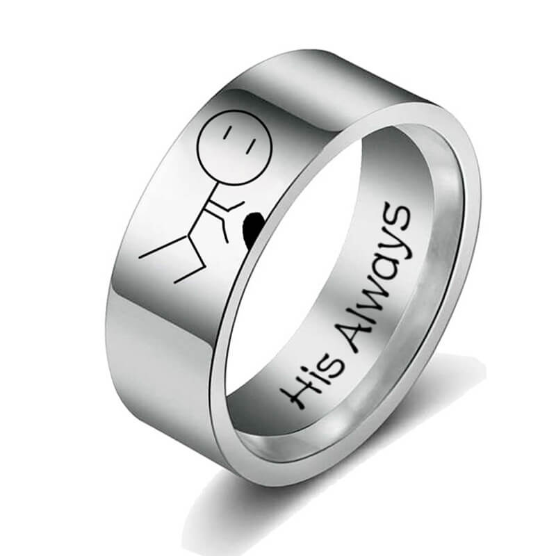 Her Forever His Always Couple Rings Abstract Cartoon
