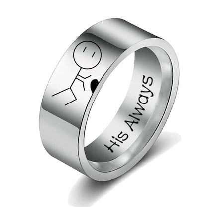 Her Forever His Always Couple Rings Abstract Cartoon