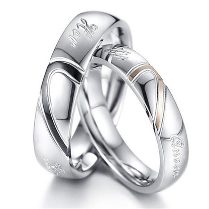 Heart Puzzle His Queen Her King Promise Rings for Couple