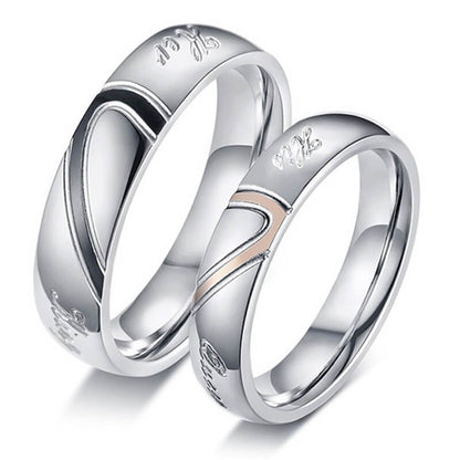 Heart Puzzle His Queen Her King Promise Rings for Couple