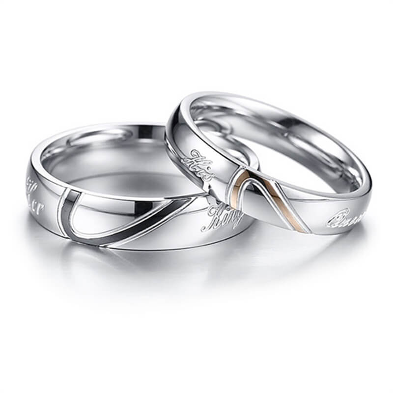 Heart Puzzle His Queen Her King Promise Rings for Couple