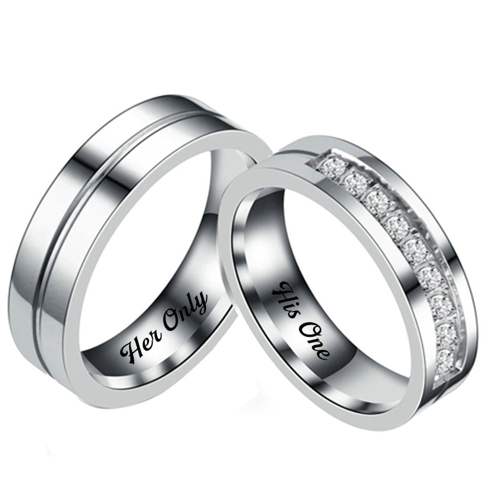 Her Only His One Couples Rings for Promise