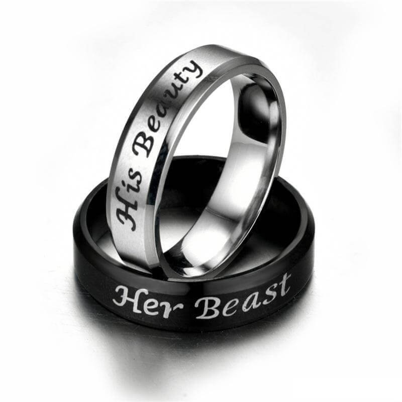 Her Beast His Beauty Couple Ring