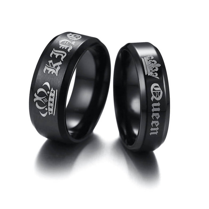 King & Queen Black Couple Promise Rings