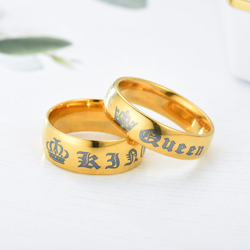 King & Queen Crown Couple Promise Rings