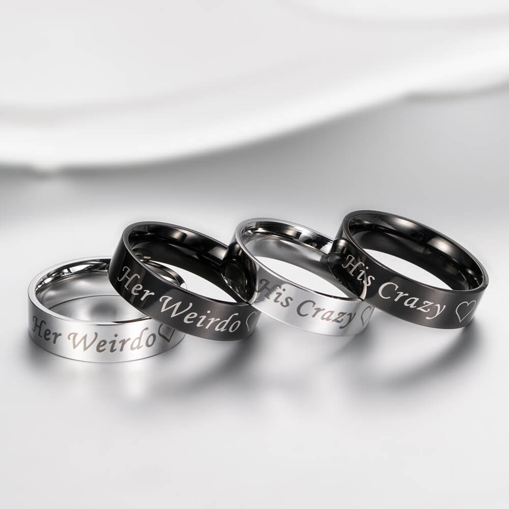 His Crazy & Her Weirdo Couple Promise Rings