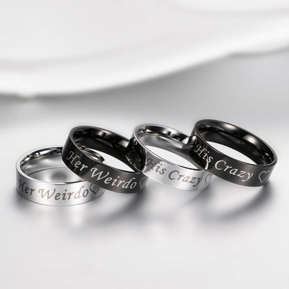His Crazy & Her Weirdo Couple Promise Rings