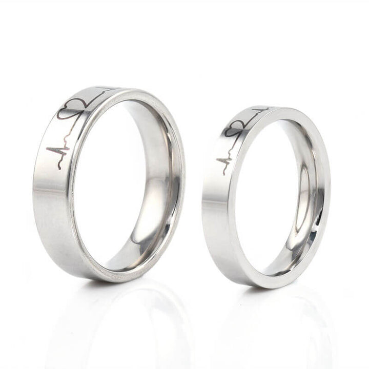 Lover Heartbeat Promise Rings for Couples Titanium Steel