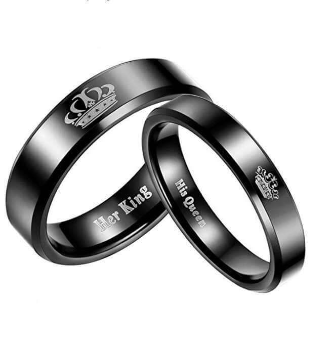 Black King and Queen Crown Rings