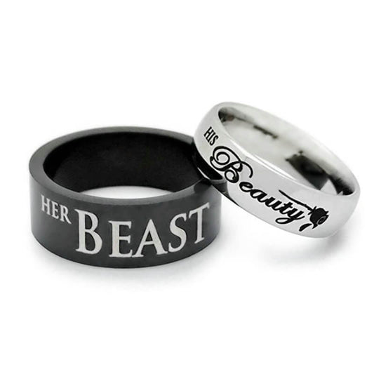 His Beauty Her Beast Promise Rings for Couples