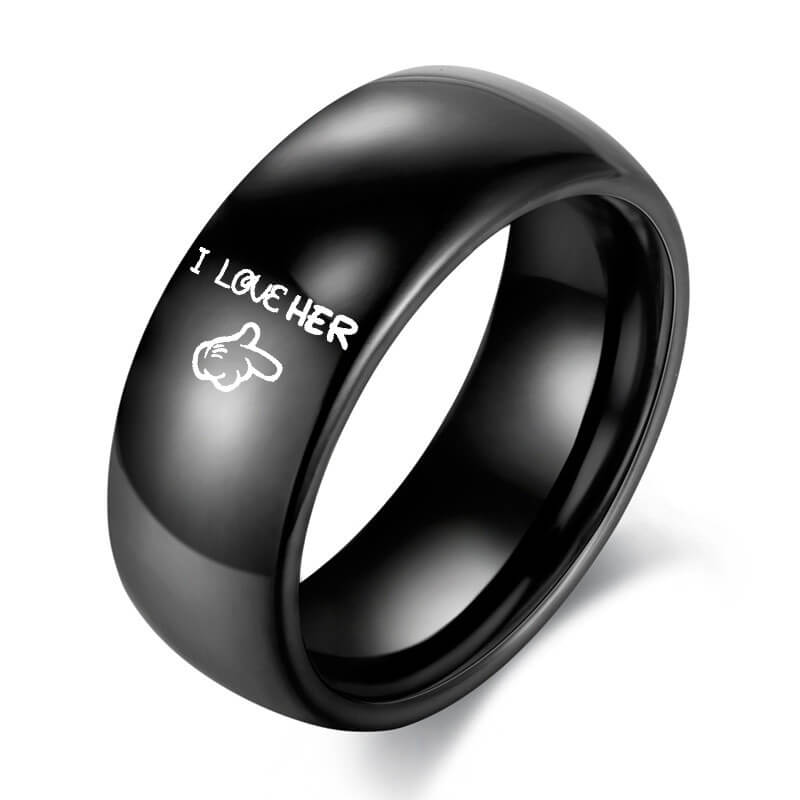 Black Her and His Promise Rings for Couple