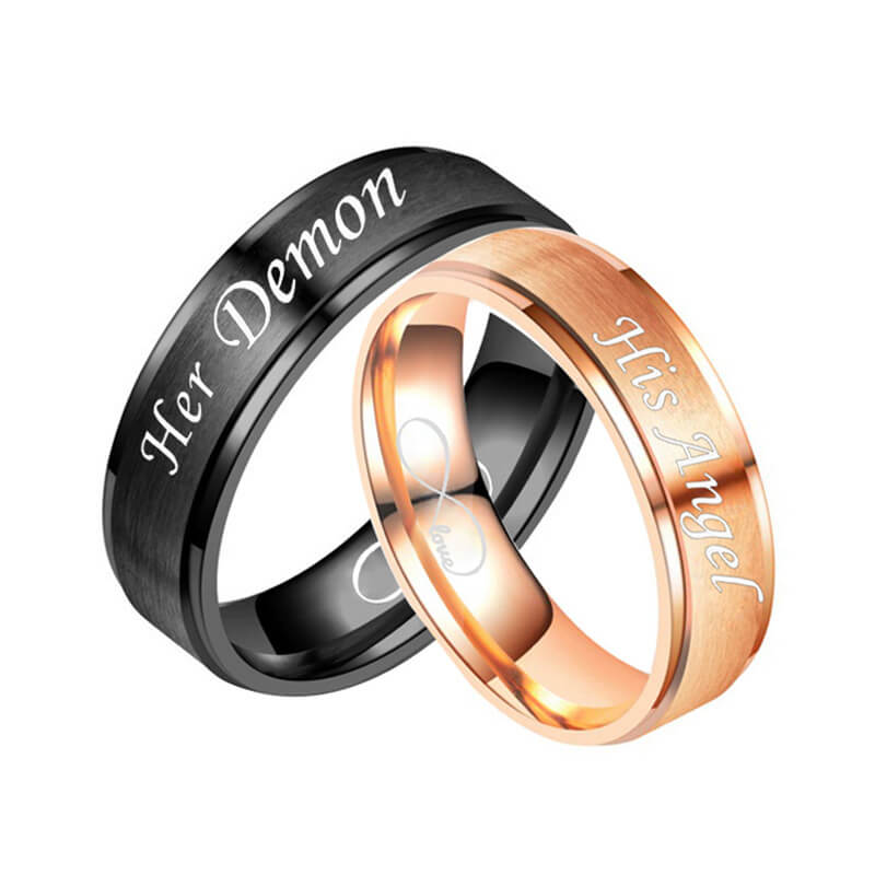 His Angel and Her Demon Promise Rings