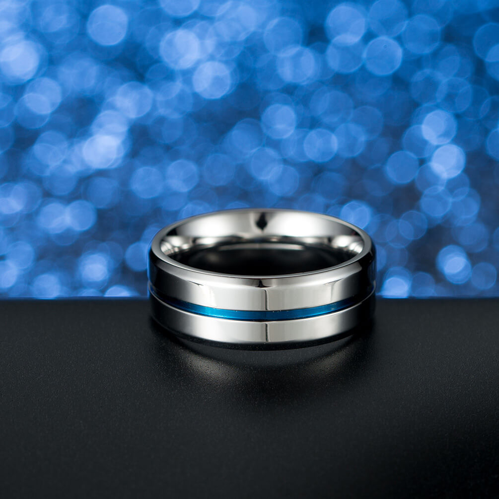 Mens Promise Rings Blue 8mm