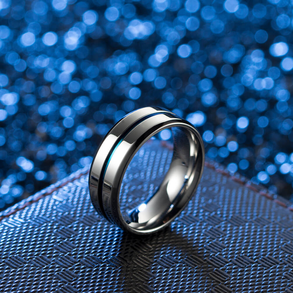 Mens Promise Rings Blue 8mm