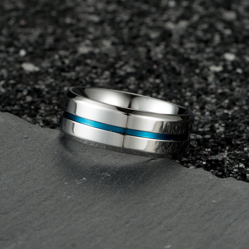 Mens Promise Rings Blue 8mm