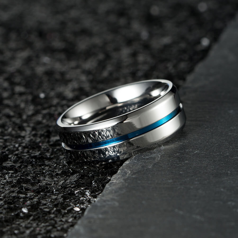 Mens Promise Rings Blue 8mm