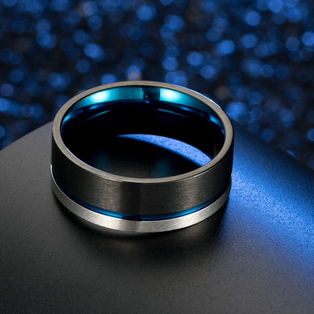 Blue Men Promise Rings 8mm