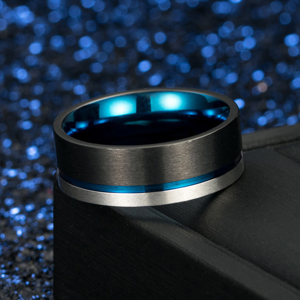 Blue Men Promise Rings 8mm